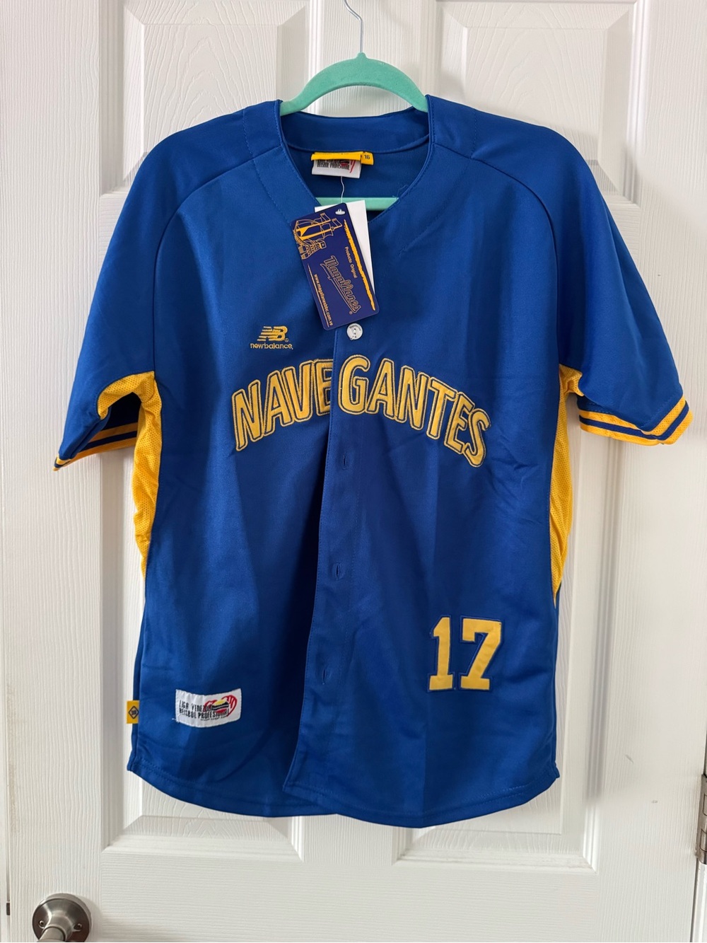 New Balance Blue and Yellow NAVEGANTES Baseball Jersey